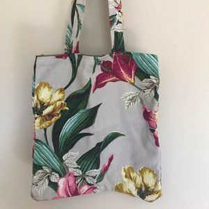 40’s Vintage Barkcloth Old Stock Hibiscus Tropical Floral Tote Bag